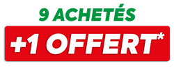 9 achetés = 1 offert